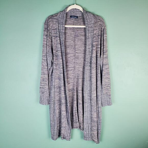 Laila Jayde Women's Gray Tristain Ribbed Detail Cardigan Size 1X - Picture 1 of 5